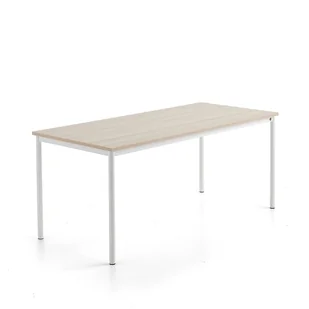 Stół SONITUS PLUS, 1800x800x760 mm, laminat HPL jesion, redukcja hałasu, biały - Meble do szkół i przedszkoli - miniaturka - grafika 1