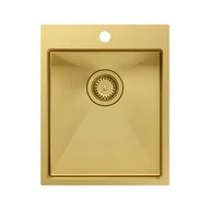 Zlewozmywaki - RUSSEL 90 SteelQ zlewozmywak PVD R10 złoty z syfonem - miniaturka - grafika 1