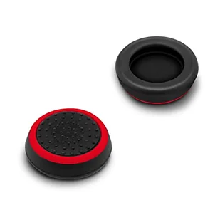 mumbi 2 x silikonowe nakładki ochronne kompatybilne z PS5 PS4, antypoślizgowe nakładki joystick Thumb Grip Stick Contolle czarno-czerwone - Akcesoria do Xbox - miniaturka - grafika 1