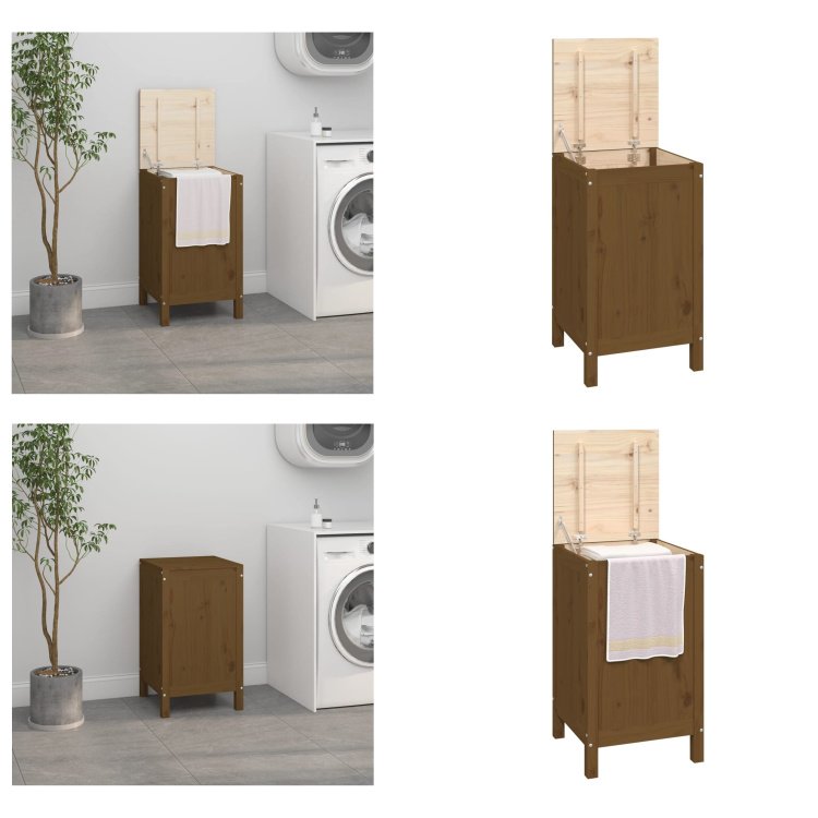 vidaXL Skrzynia na pranie miodowy brąz 44x44x76cm lite drewno sosnowe - Skrzynia na pranie - Skrzynia na pranie - Skrzynia na pranie - Kosz na pranie