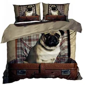 Pościel - Pościel 3D bawełna satyna 160x200cm PIES MOPS - miniaturka - grafika 1