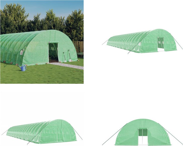 vidaXL Szklarnia z ramą stalową zielona 132 m² 22x6x2,85 m - Szklarnia - Szklarnie - Tunel foliowy - Szklarnia wolnostojąca