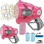 Bańki mydlane - Maszyna do baniek Bazooka PISTOLET AKUMULATOR BAŃKI - AUTOMAT + 2 X PŁYN - miniaturka - grafika 1