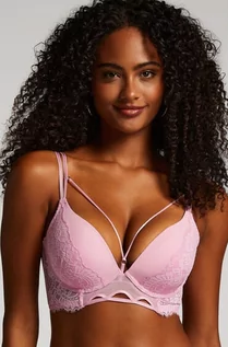 Biustonosze - Hunkemöller Usztywniany biustonosz push-up z fiszbinami longline Lidia Różowy - grafika 1