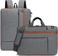 Torby na laptopy - Octronic torba na laptopa 17,3 cala - 2 w 1 plecak na laptopa i torba na ramię - 20 litrów - szary/brązowy - miniaturka - grafika 1