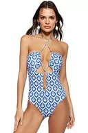 Stroje kąpielowe - Trendyol Damski strój kąpielowy z nadrukiem zwierzęcym, niebiesko-wielokolorowy, 36, Niebiesko-wielokolorowe, 40 - miniaturka - grafika 1