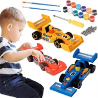 Zabawy w naśladowanie dorosłych - FORMUŁA 1 DREWNIANA DO SKRĘCANIA Z DREWNA MALOWANIA 3 SZTUKI + FARBY DIY - miniaturka - grafika 1