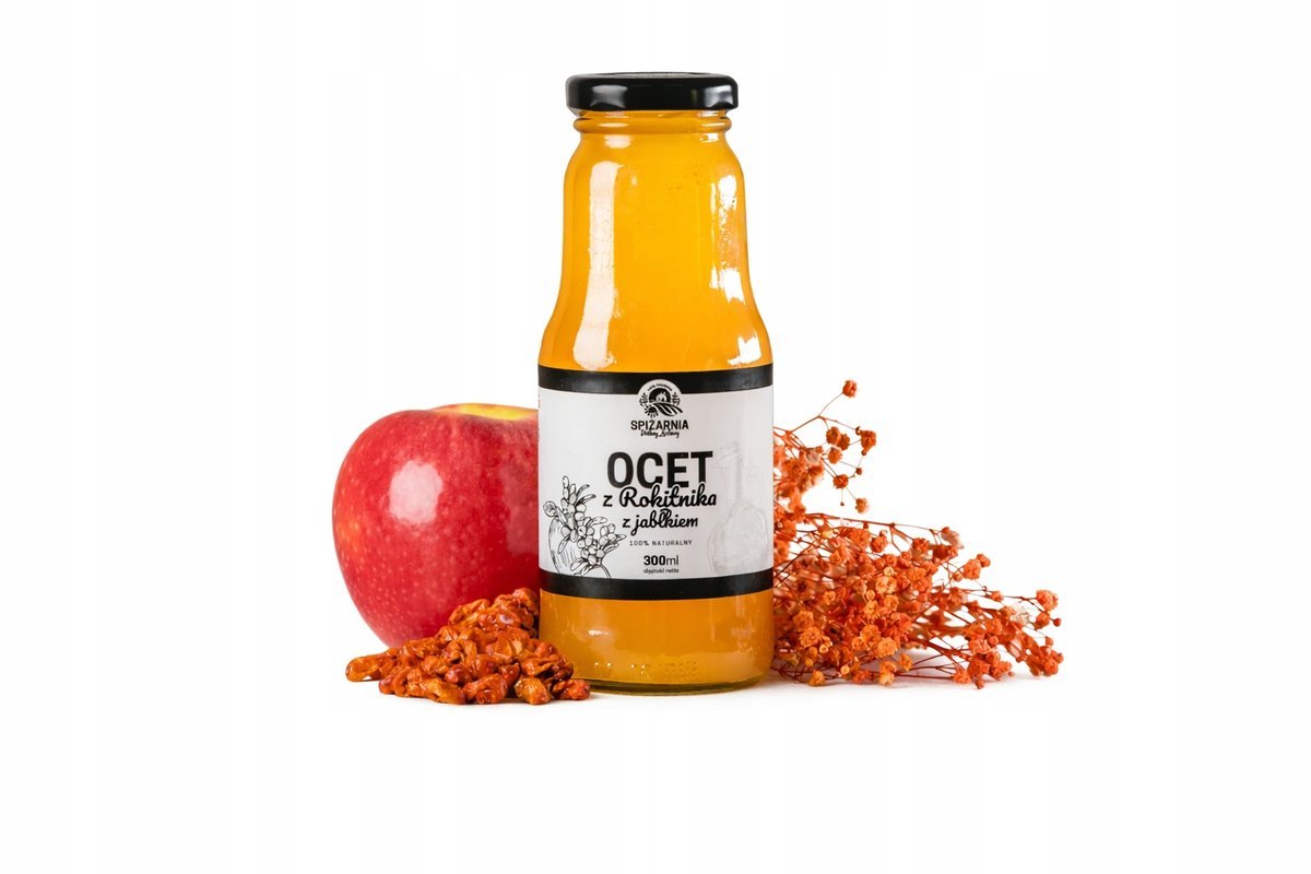 Żywy Ocet Jabłkowy z Rokitnikiem 300ml Naturalny Niefiltrowany Matka
