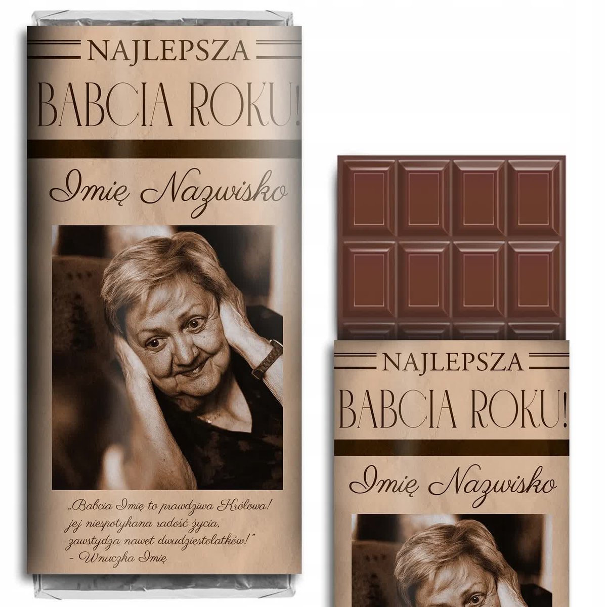 CZEKOLADA Na Prezent NAJLEPSZEJ BABCI ROKU Wz IMIĘ