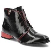 Półbuty damskie - Czarne Botki Maciejka Damskie Stylowe Obuwie Skórzane - miniaturka - grafika 1