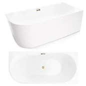 Wanny - CORCIANO Wanna wolnostojąca przyścienna NAROŻNA CRETE PRAWA 170 x 80 cm biała system przelewowy AKCESORIA ZŁOTE - miniaturka - grafika 1