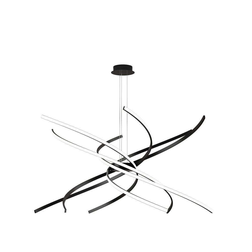 Nowoczesna lampa wisząca Tornado Aluminium Czarna Led 88W D.100Cm Naturalne światło