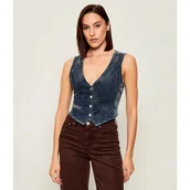 Kamizelki damskie - GUESS Jeansowa kamizelka ADELE Slim Fit - miniaturka - grafika 1