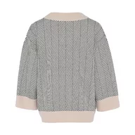 Swetry damskie - Caneva Slouchy damski kardigan w paski z dekoltem w serek, czarny, wełniany, biały, rozmiar XS/S, czarny wełniany biały, XS - miniaturka - grafika 1