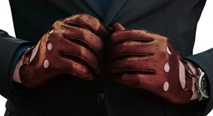 Rękawiczki REVERSE Skórzane MĘSKIE SKÓRA NATURALNA CAŁUSKI BRĄZOWE roz. L - Moda i Uroda OUTLET - miniaturka - grafika 1