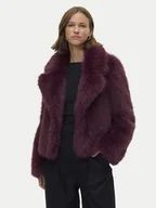 Płaszcze damskie - Vero Moda Futro Nora 10336482 Fioletowy Regular Fit - miniaturka - grafika 1