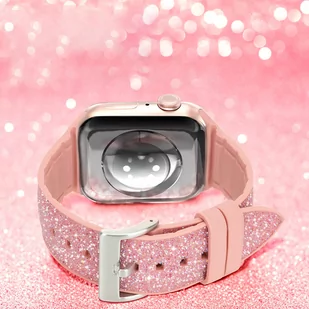 Kingxbar Crystal Fabric Band pasek bransoletka do Watch 6 / SE / 5 / 4 / 3 / 2 (40mm / 38mm) silikonowy pasek kryształowa opaska różowy - Etui i futerały do telefonów - miniaturka - grafika 3