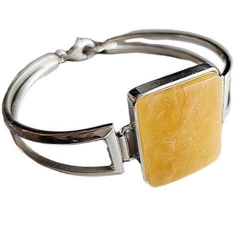 ankabizuteria.pl Śliczna bransoletka srebrna z żółtym bursztynem