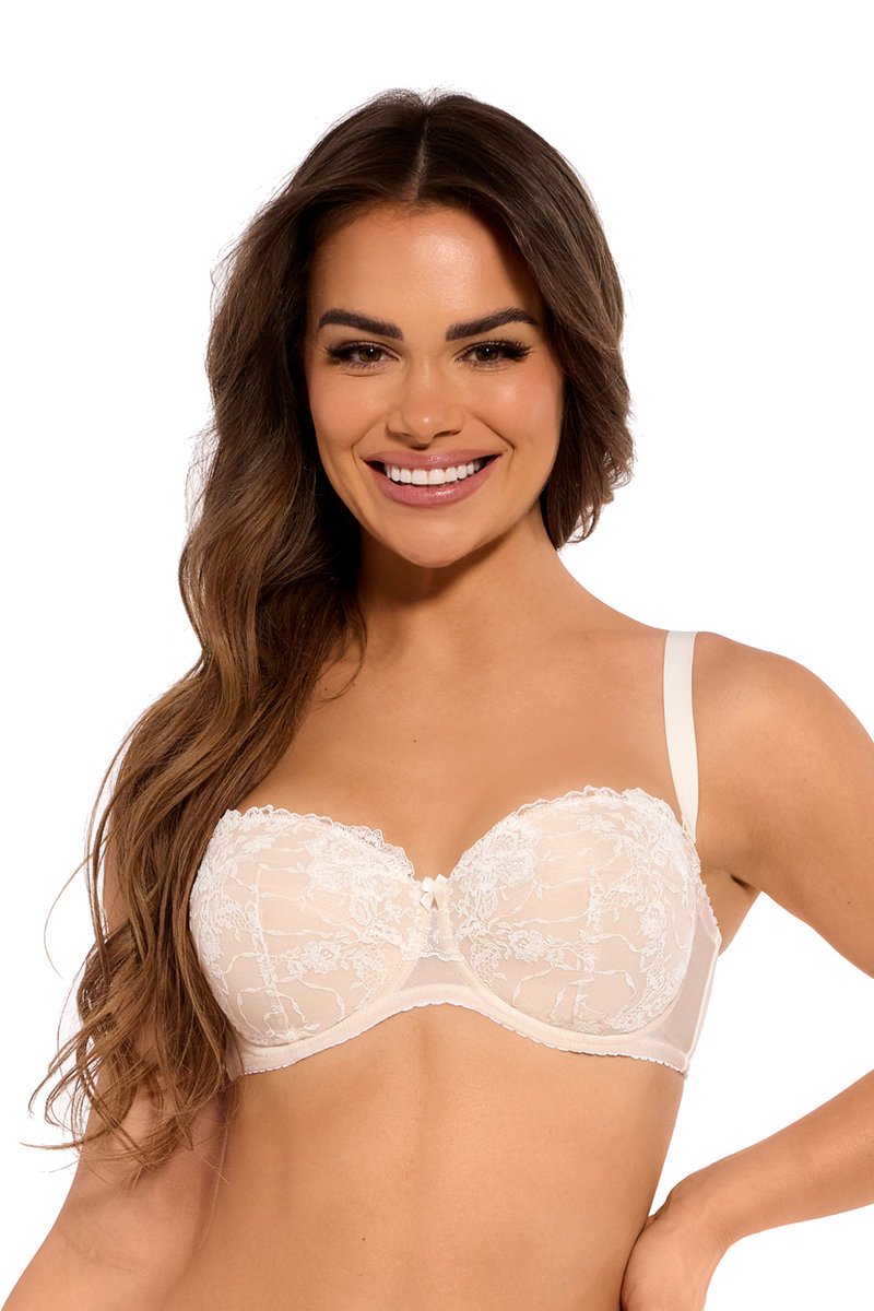 Biustonosz bardotka z koronką Esme 1281 ecru beżowy 75E