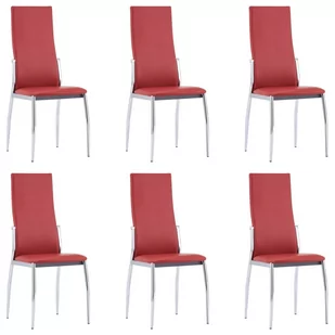 vidaXL Krzesła jadalniane, 6 szt., czerwone, sztuczna skóra - Krzesła - miniaturka - grafika 1