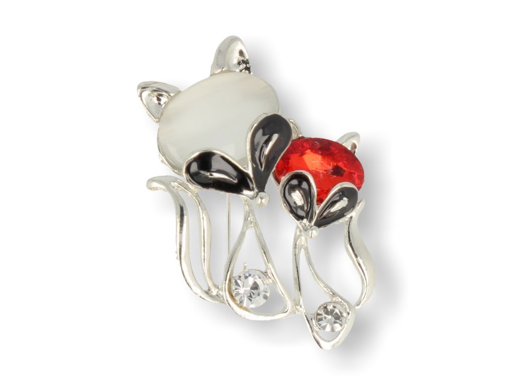 BROSZKA DAMSKA SREBRNE KOTKI