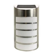 Lampy ogrodowe - Kinkiet solarny LED srebrny - miniaturka - grafika 1