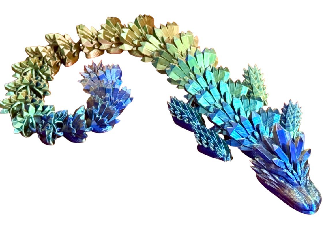 Figurka smoka z kryształów, dekoracja fantasy, model kolekcjonerski 3D - 45 cm