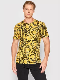 Koszulki i topy damskie - Versace T-Shirt Barocco Print 1000959 Żółty Regular Fit - grafika 1