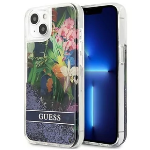 Guess GUHCP13MLFLSB iPhone 13 6,1" niebieski/blue hardcase Flower Liquid Glitter GUE001933-0 - Etui i futerały do telefonów - miniaturka - grafika 1