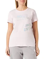 Koszulki i topy damskie - Armani Exchange Damska koszulka z krótkim rękawem, regularny krój, z logo na plecach i przodzie, iluzja, iluzja, L - miniaturka - grafika 1
