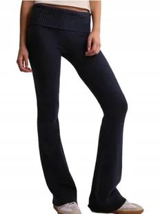 NELLY GRANATOWE SPODNIE DZIANINOWE ZE ŚREDNIM STANEM L DRI - Spodnie damskie - miniaturka - grafika 1