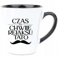 Kubki - Kubek Latte Czarno Biały CZAS NA RELAKS TATO Na Prezent Wz - miniaturka - grafika 1