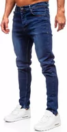 Spodnie męskie - Granatowe spodnie jeansowe męskie regular fit Denley 6297 - miniaturka - grafika 1