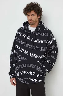 Versace Jeans Couture bluza bawełniana męska kolor czarny z kapturem wzorzysta - Bluzy męskie - miniaturka - grafika 1