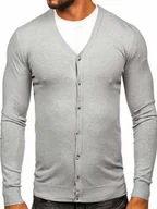 Swetry męskie - Szary cardigan męski rozpinany Denley MM6006 - miniaturka - grafika 1