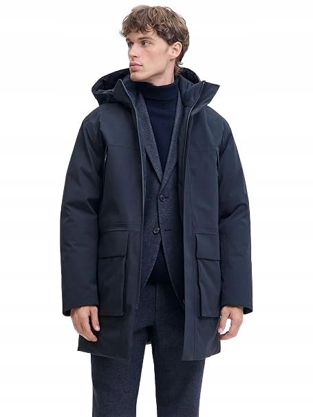 JACK&JONES MĘSKA KURTKA ZIMOWA Z KAPTUREM GRANATOWA DO BIODER XL 16BA
