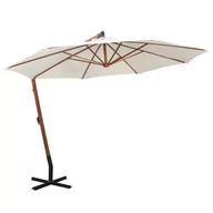 Parasole ogrodowe - vidaXL Parasol ogrodowy wiszący, 350 cm, drewniany, biały - miniaturka - grafika 1