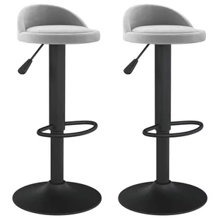 vidaXL Stołki barowe, 2 szt., jasnoszare, obite aksamitem - Taborety i hokery - miniaturka - grafika 1