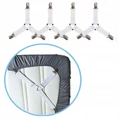 Organizery na łóżeczko - NAPINACZ DO PRZEŚCIERADŁA SZELKI GUMKI DO PRZEŚCIERADŁA UCHWYTY białe 4szt - miniaturka - grafika 1