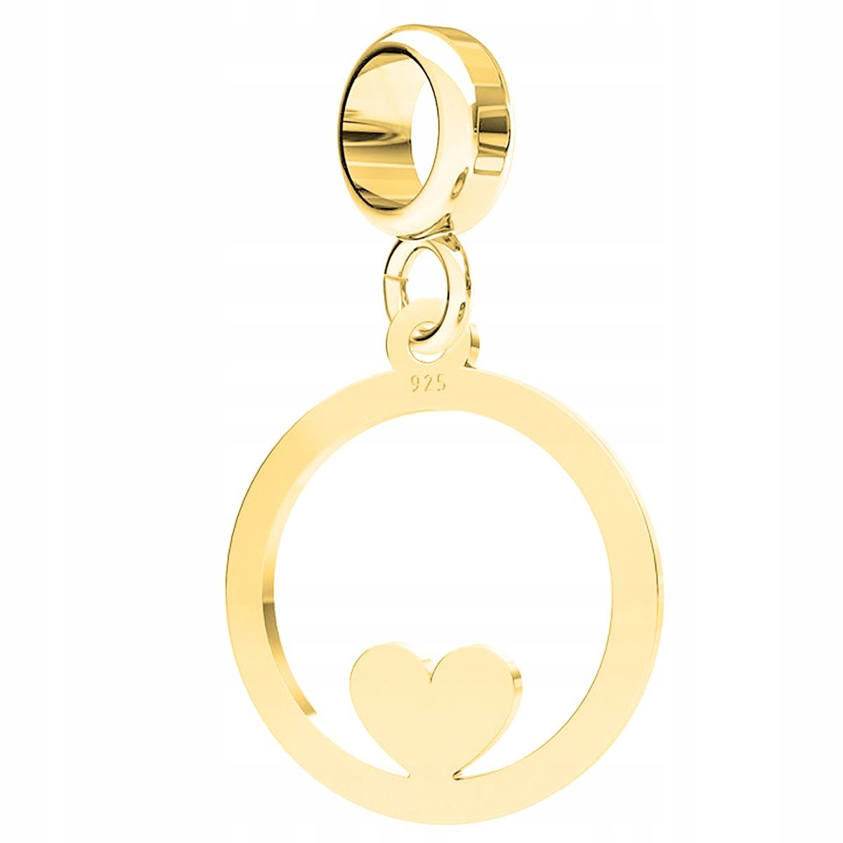 Charms Złoty Blaszka Koło Kółko Serce Serduszko Heart SREBRO 925