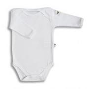 Body dla niemowląt - Nanaf Organic, BASIC, Body motylkowe z długim rękawem, białe - miniaturka - grafika 1