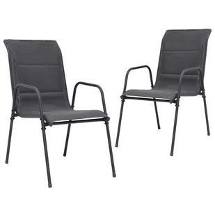 vidaXL Lumarko Krzesła ogrodowe, sztaplowane, 2 szt., stal i textilene! 313075 - Fotele i krzesła ogrodowe - miniaturka - grafika 1