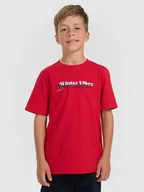 Koszulki dla chłopców - 4F T-shirt regular z nadrukiem chłopięcy - czerwony 164 (13-14 lat) - miniaturka - grafika 1