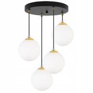 Lampy sufitowe - Lampa Sufitowa Wisząca Żyrandol Plafon Szklane Kule Biało-złote Nad Stół - miniaturka - grafika 1