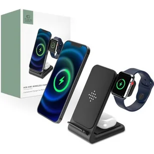 Ładowarka indukcyjna TECH-PROTECT QI15W A20 3w1 Wireless Czarny - Ładowarki do telefonów - miniaturka - grafika 1