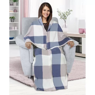 Bellatex Śpiwór telewizyjny Korall Krata niebieski, 150 x 200 cm - Koce - miniaturka - grafika 1