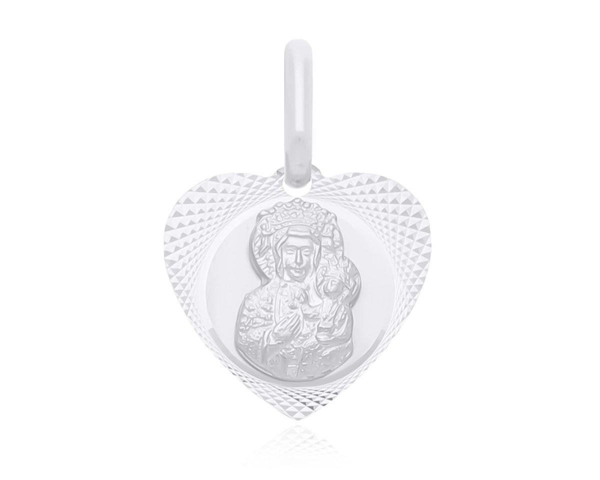 Srebrny Medalik Matka Boska Częstochowska + Grawer 925 Serce