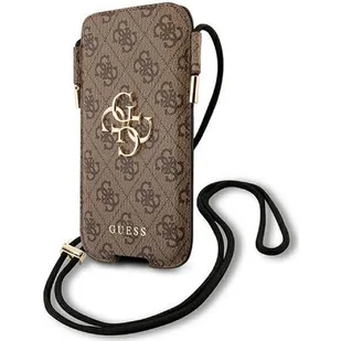 Guess 4G Big Metal Logo Pouch - Torebka na telefon L max 6.7" brązowy - Etui i futerały do telefonów - miniaturka - grafika 1