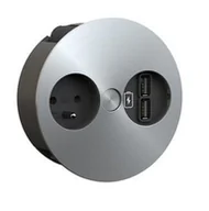 Gniazdka elektryczne - Ładowarka BACHMANN TWIST 1xUTE 1xUSB, wygląd stali nierdzewnej AEH, 2 m - miniaturka - grafika 1