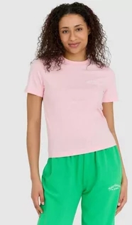 Koszulki i topy damskie - JUICY COUTURE - Różowy t-shirt damski HAYLEE RECYCLED z haftowanym logo - grafika 1